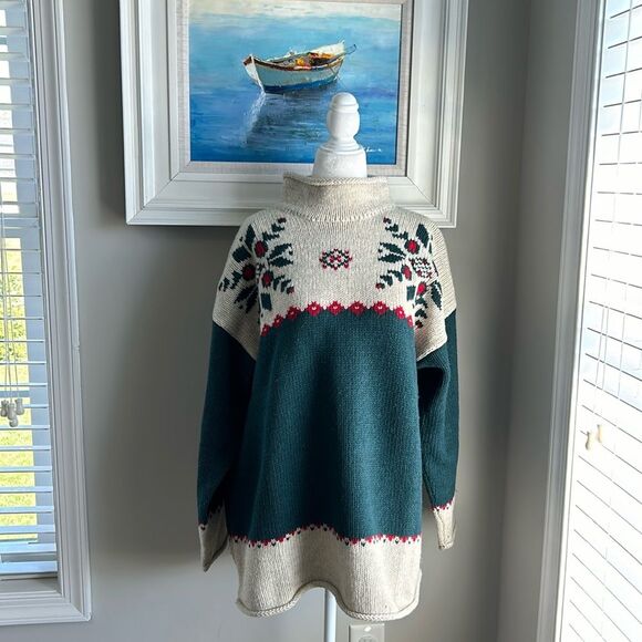 Eddie Bauer Sweaters - Vintage 90s Eddie Bauer Oversized Wool Blend Snowflake Sweater Womens Medium